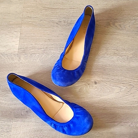 J.Crew ballet casual blue suede upper flats size 9 - Picture 1 of 10